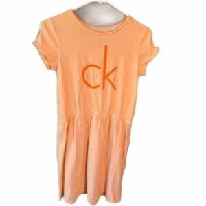 Calvin Klein Jeans Short Sleeve Dress Peach Orange Cold Shoulder